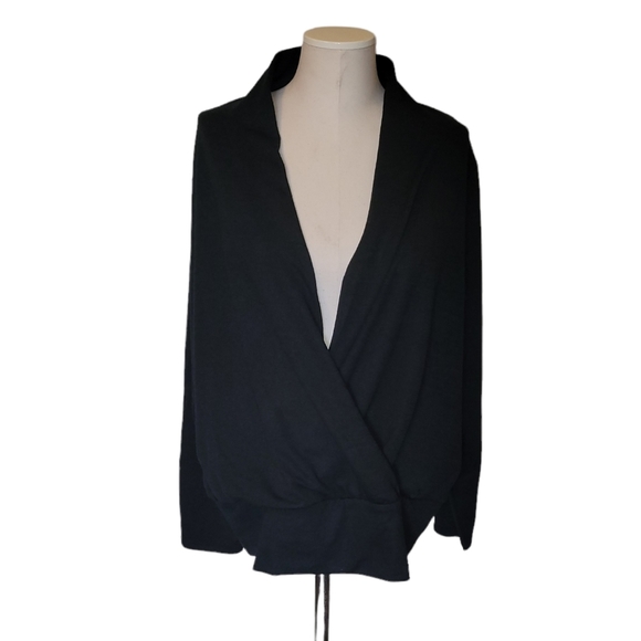 2x plus size cowl neck  open neck black pullover - Picture 1 of 5